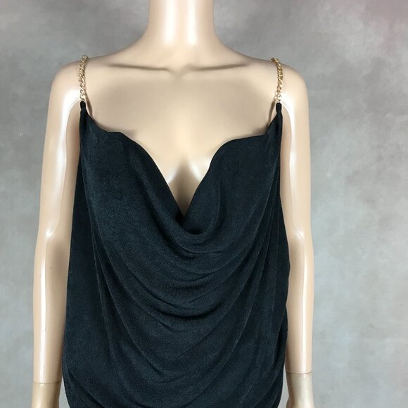 WEAREVER Chain Strap Black Draped Party Top Plus Size 3X - Picture 7 of 8